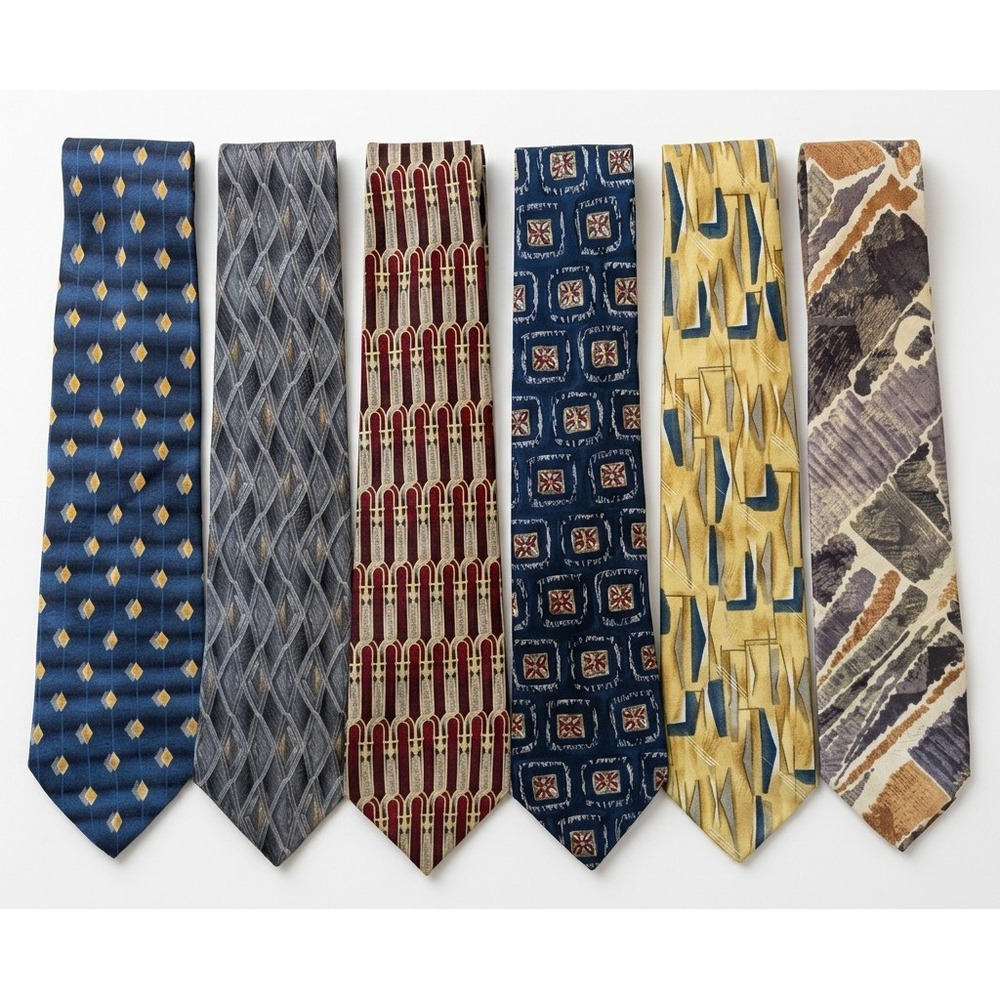 Vintage Neck Tie Lot, 6 Ties - Haggar Stafford Towncraft, Silk and Polyester